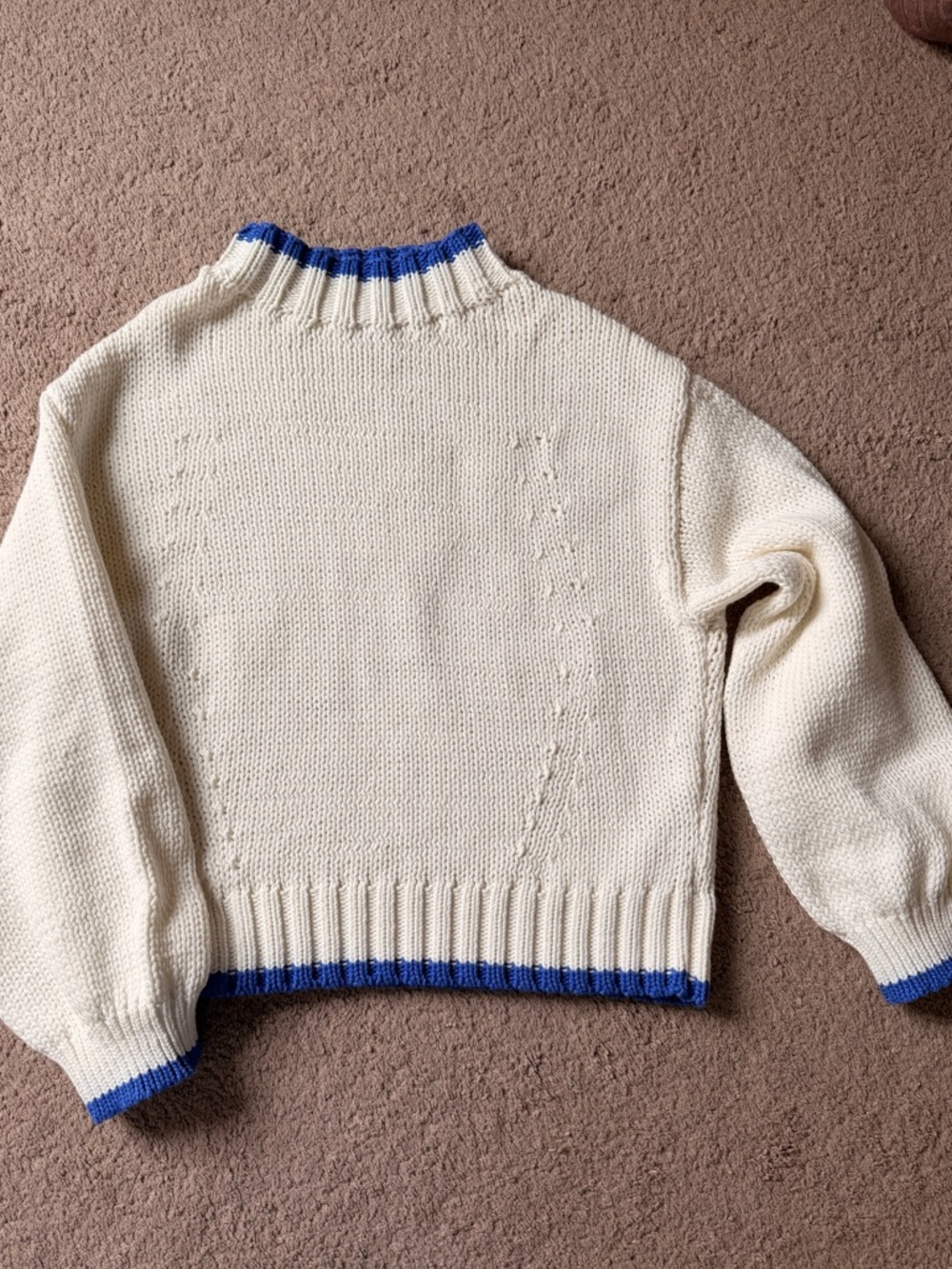 Anthropologie Pippa Knit Sweater with Blue Trim